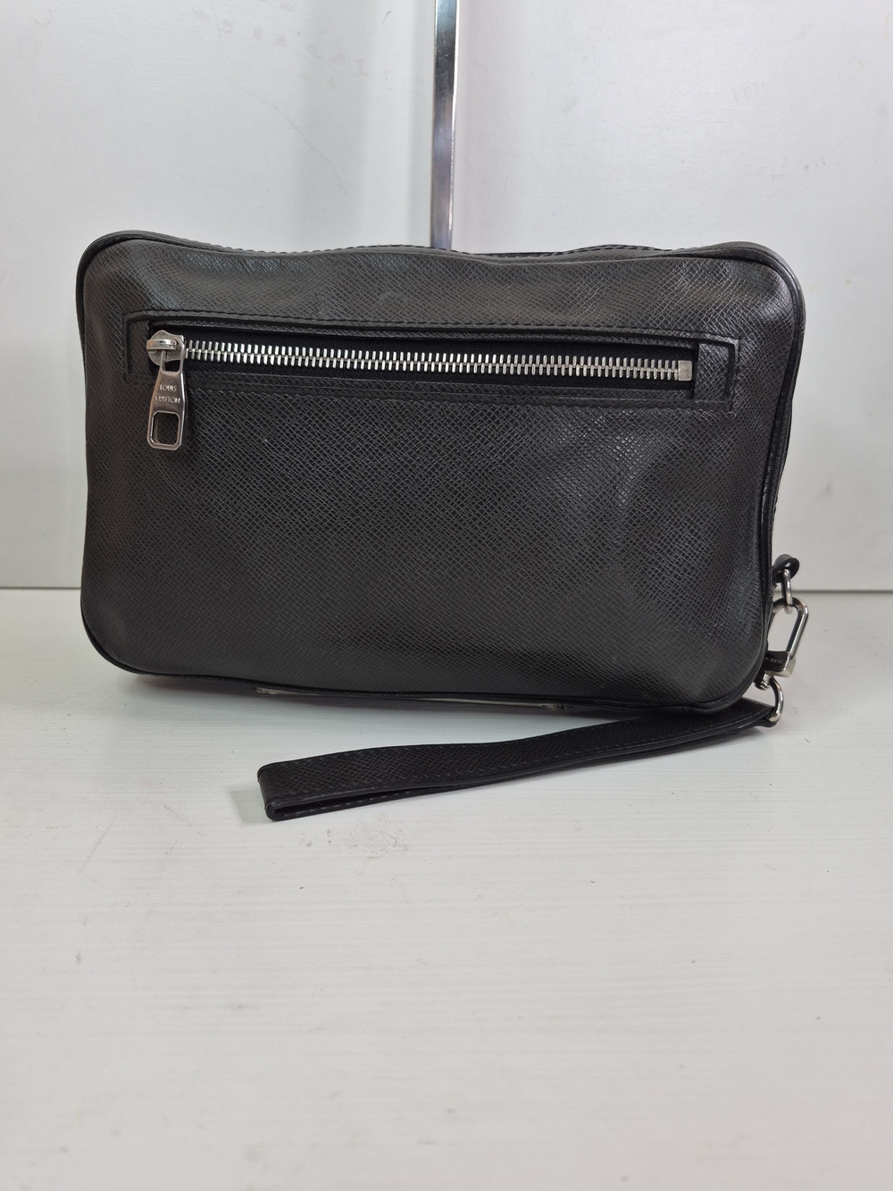 Louis Vuitton Men's Black Leather Wristlet Travel Pouch